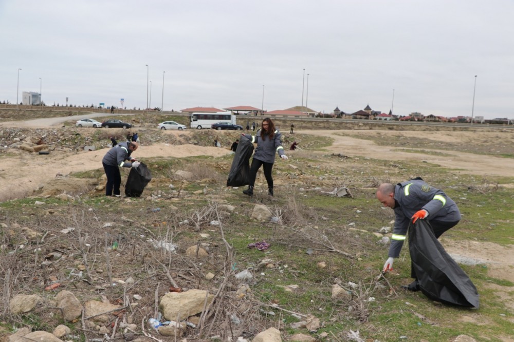 Sahil zolağı plastik tullantılardan təmizləndi - FOTOLAR